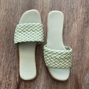 Braided Mint Green Slide Sandal